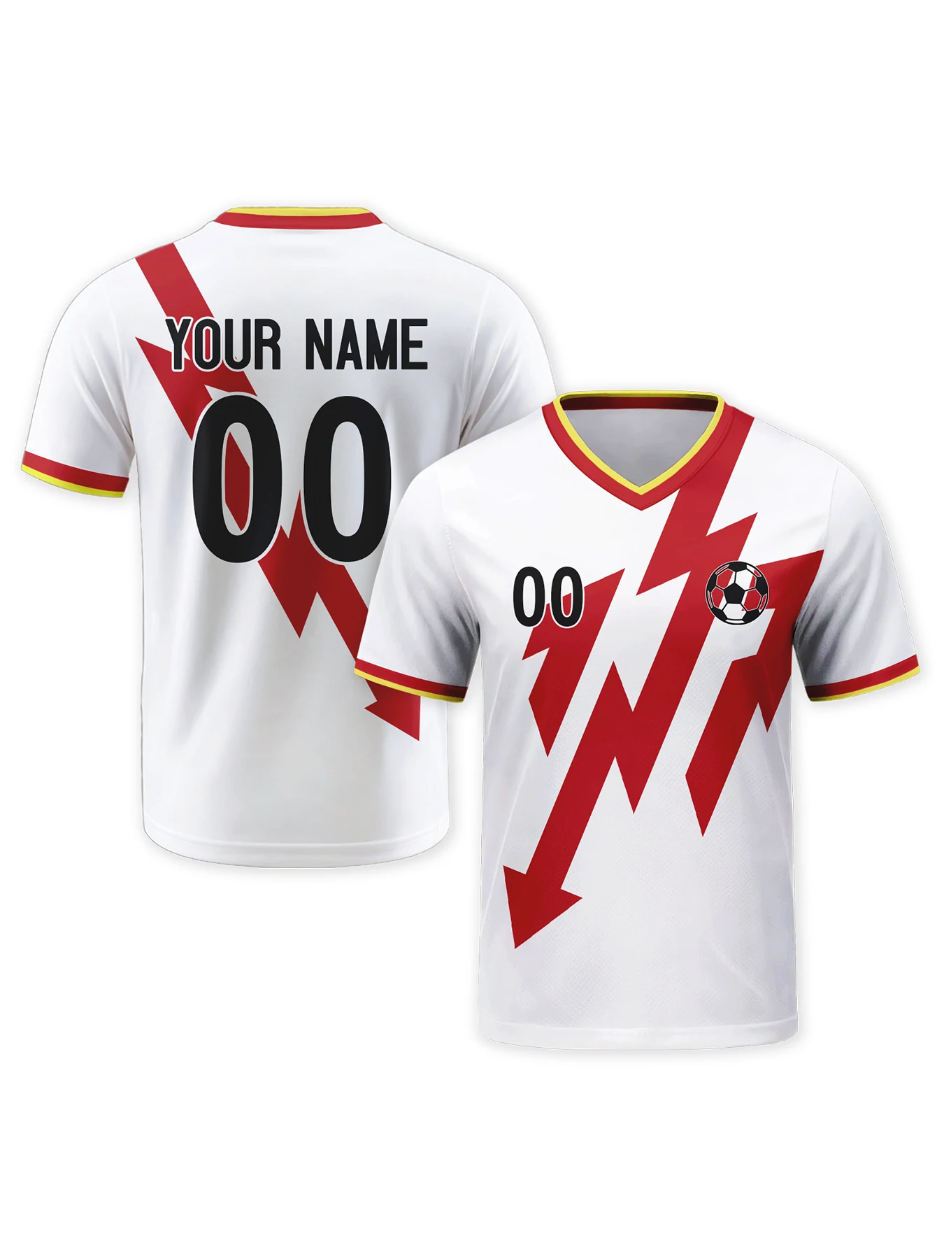

Custom Soccer Jersey for Women Men Youth Personalize Football Kit with Name & Number White Lightning Soccer Teamwear for Fan