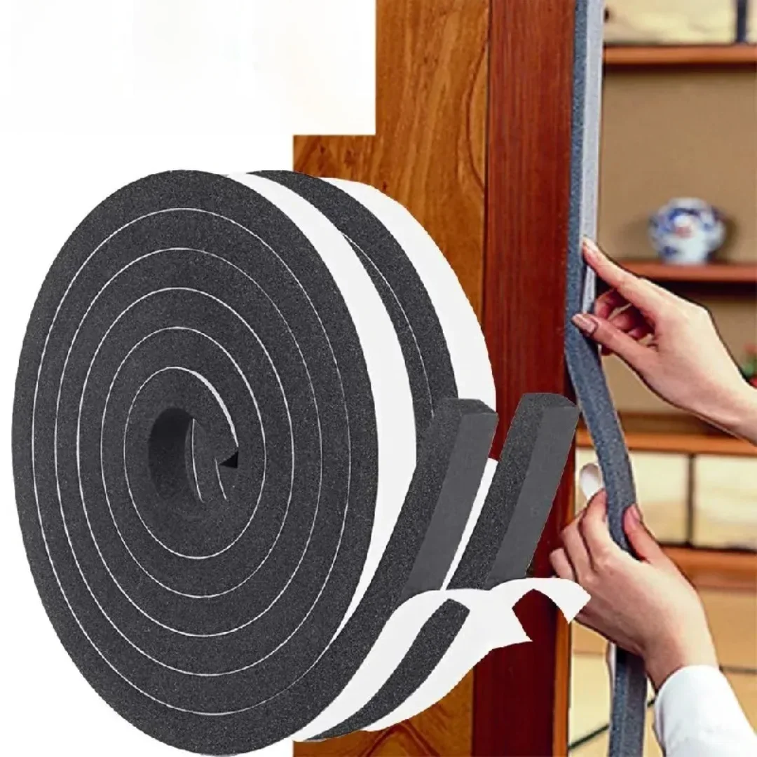 Bandes auto-adhésives en mousse coupe-vent et anti-poussière, bandes insonorisantes, coupe-vent, bandes de joints de porte, bancs de fenêtre, 4m