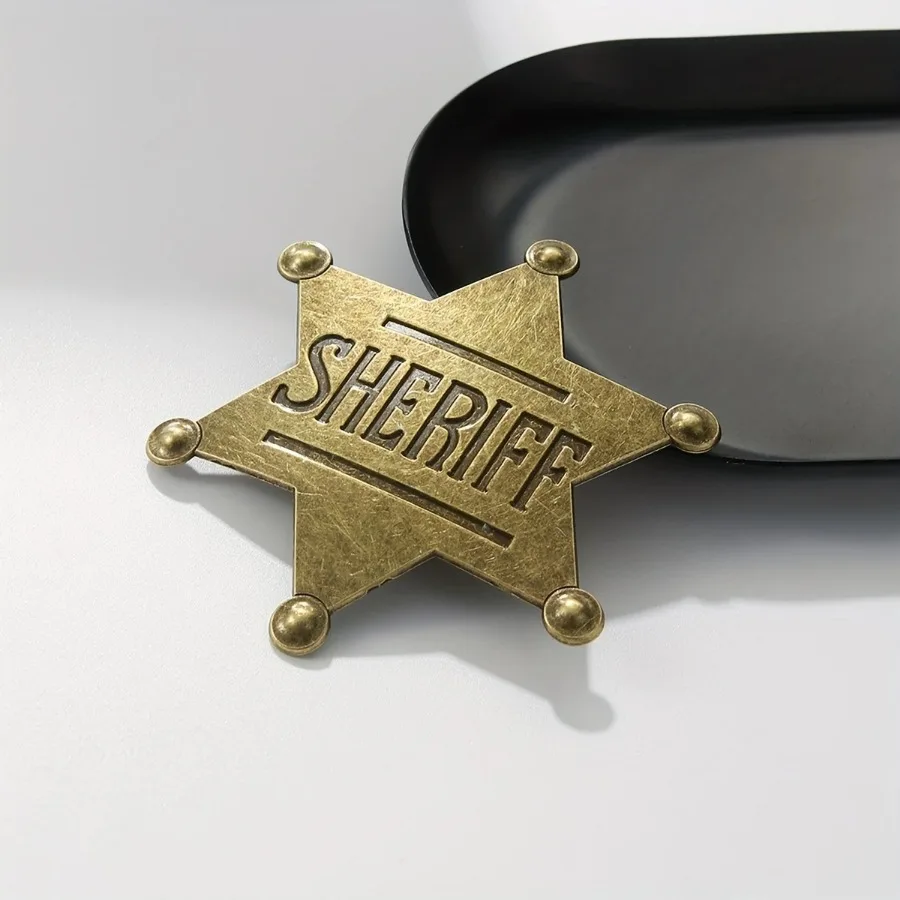

2-х предметный золотой значок шерифа, подходит для взрослых, значок для подарка на ковбойскую вечеринку, значок в стиле вестерн, ковбойский полицейский жилет
