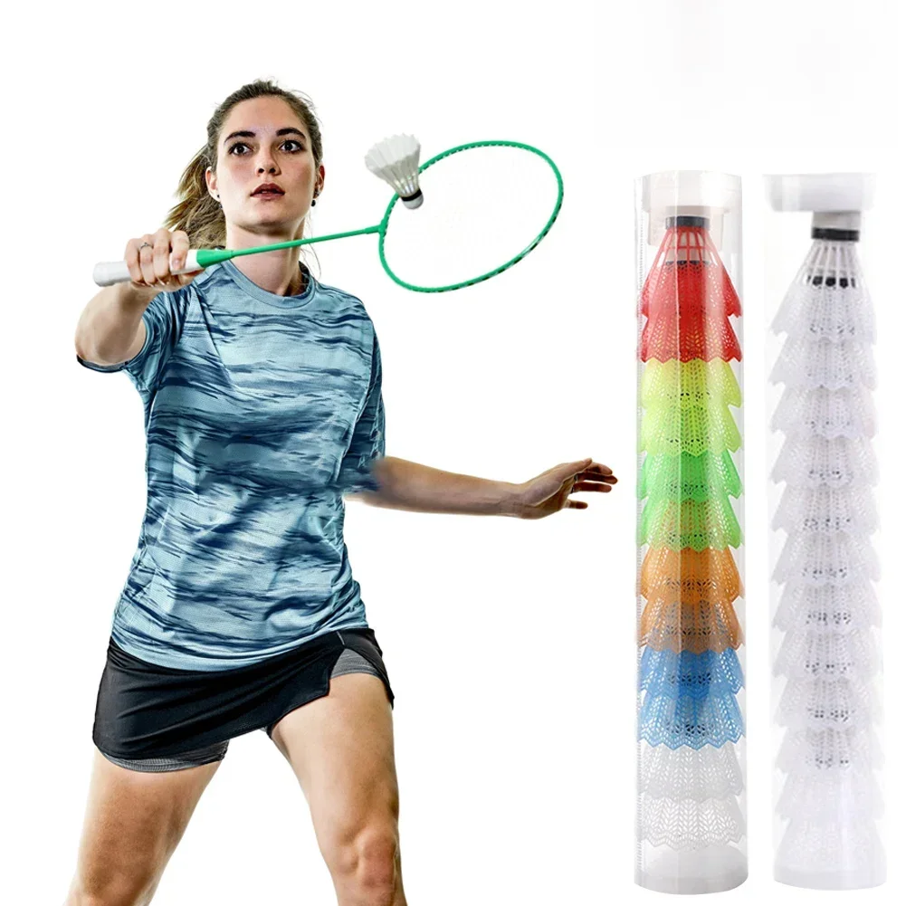 12 szt. Plastikowa lotka do badmintona Lekki badminton do ćwiczeń uderzających Przenośny badminton do ćwiczeń na świeżym powietrzu — zdjęcie 2