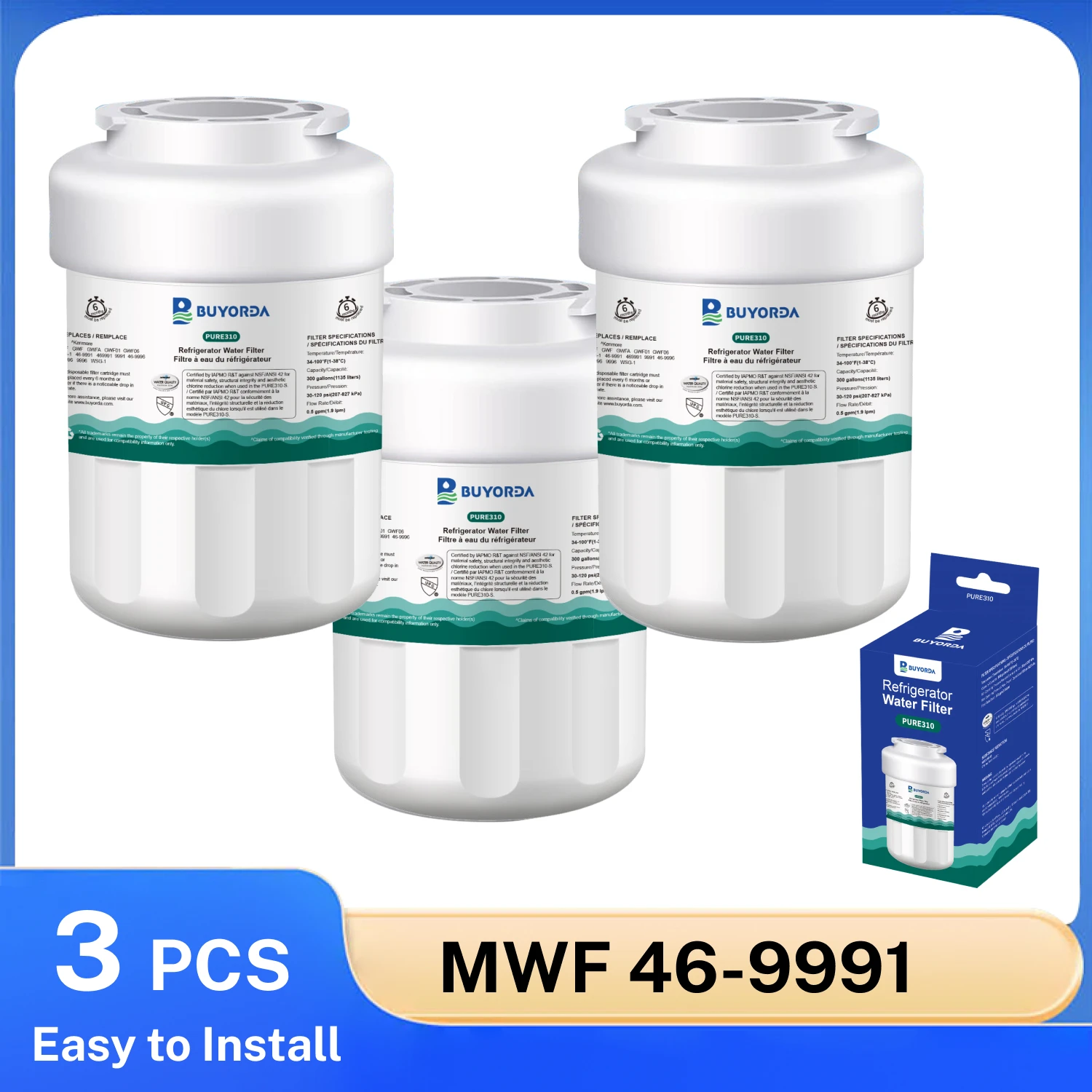 

Фильтр для воды для холодильника MWF, 3 шт., замена для GE MWFP MWFA GWF HDX FMG-1 RWF1060 WFC1201, для Kenmore 9991