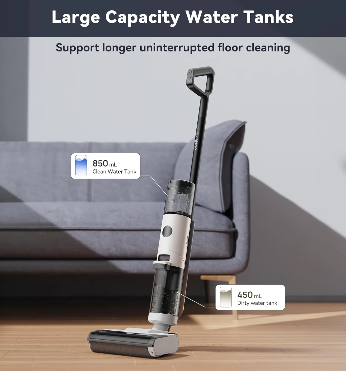 JONR ED12 Wet Dry Vacuum Cleaner,Cordless Floor Cleaning Suitable for Combination of Hard Floor Vacuum Cleaner and Mop,one click