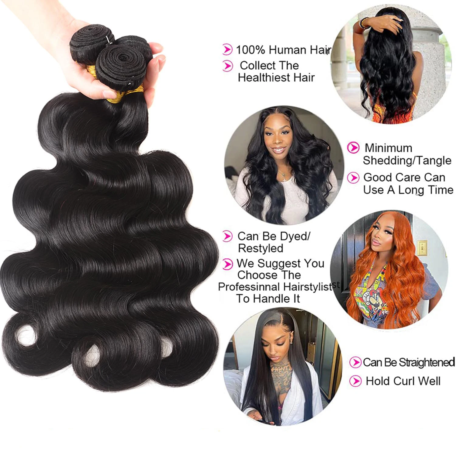 Body Wave Bundles Human Hair With Frontal 100% Natural Brazilian Real Human Hair 3 Bundles With 13x4 HD Transparent Lace Frontal