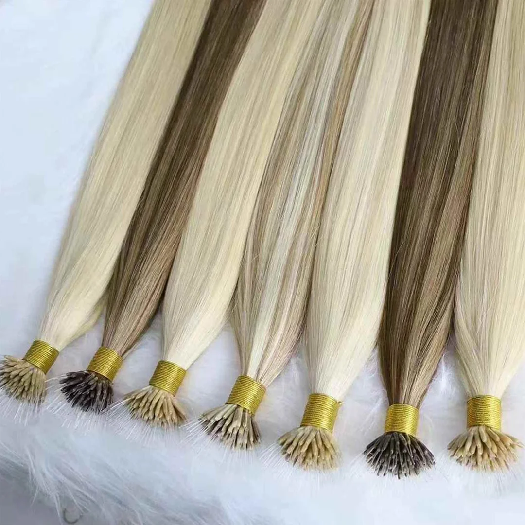 Plastic Nano-Ring Human Hair Extensions Remy European Human Hair Extensions, Cuticle-Aligned Hair, Natural Trimming Of Hair Ends