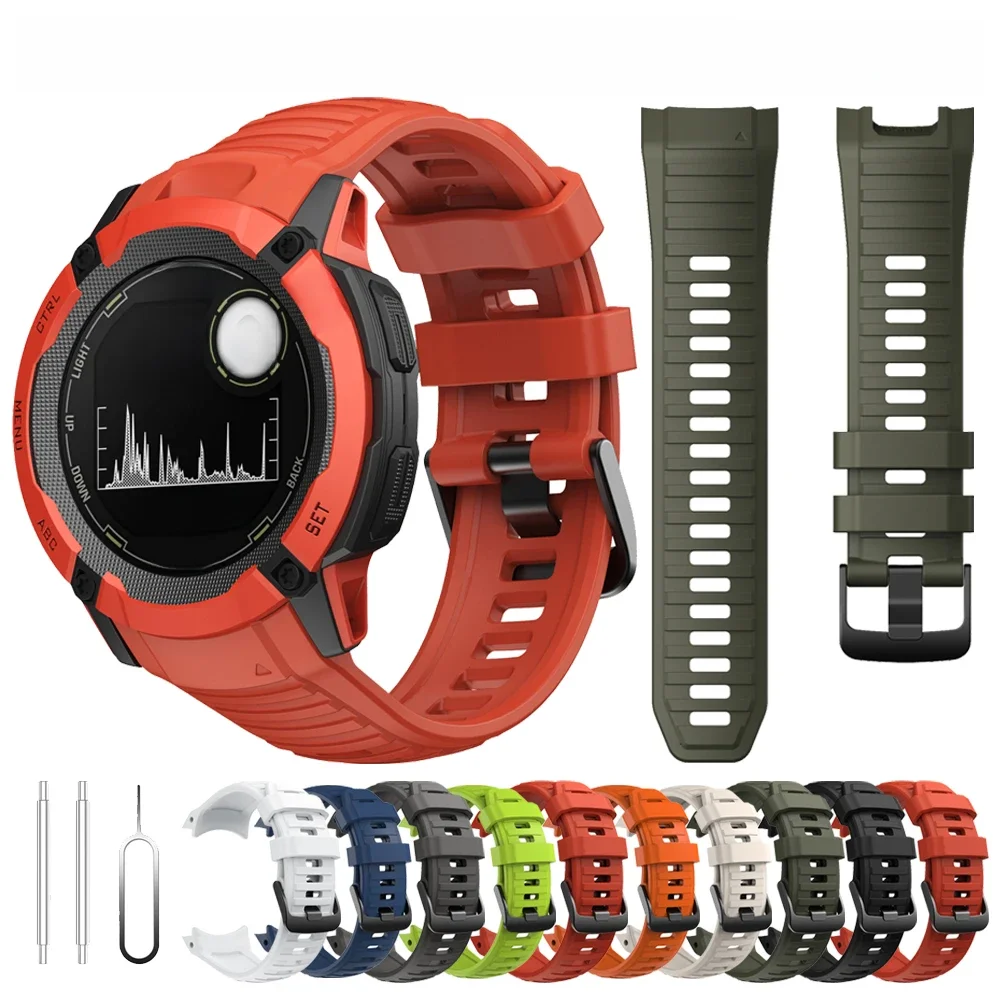 Geen gaten 26 mm siliconen band voor Garmin Instinct 2X Solar - Tactical Edition horlogeband vervangende accessoires - afbeelding 2