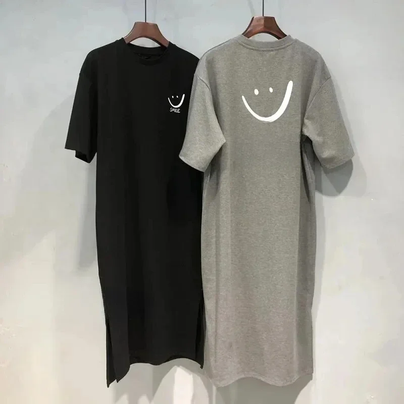 Dames zomer nieuwe T-shirtjurk met korte mouwen, losse halflange overknee-jurk - afbeelding 2