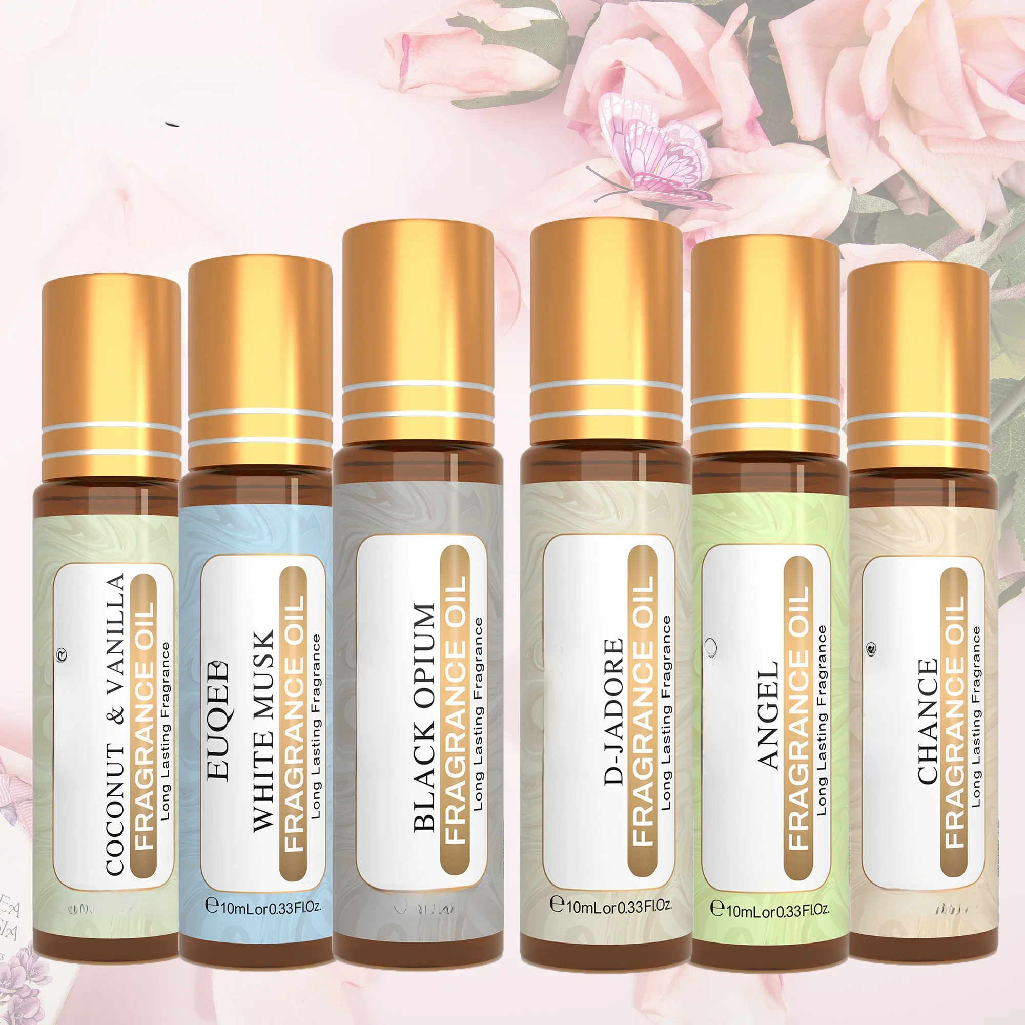 EUQEE 6-częściowy zestaw olejków zapachowych dla mężczyzn i kobiet 10 ml olejku zapachowego Good Girl Bright Crystal Coconut Vanilla Angel Strawberry — zdjęcie 2