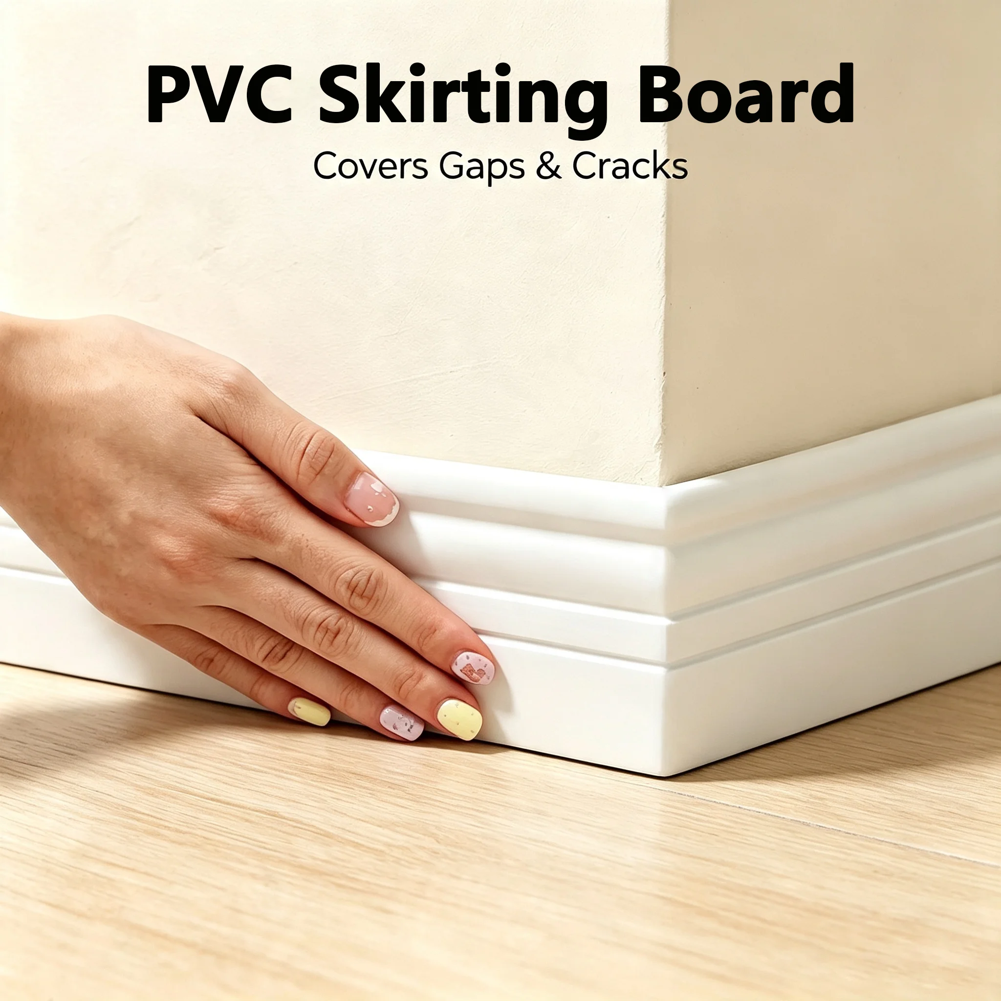 1 Piece Of 6-Meter Self-Adhesive PVC Skirting Board - Easy To Install, Suitable For Home Renovation And Decoration Upgrades.