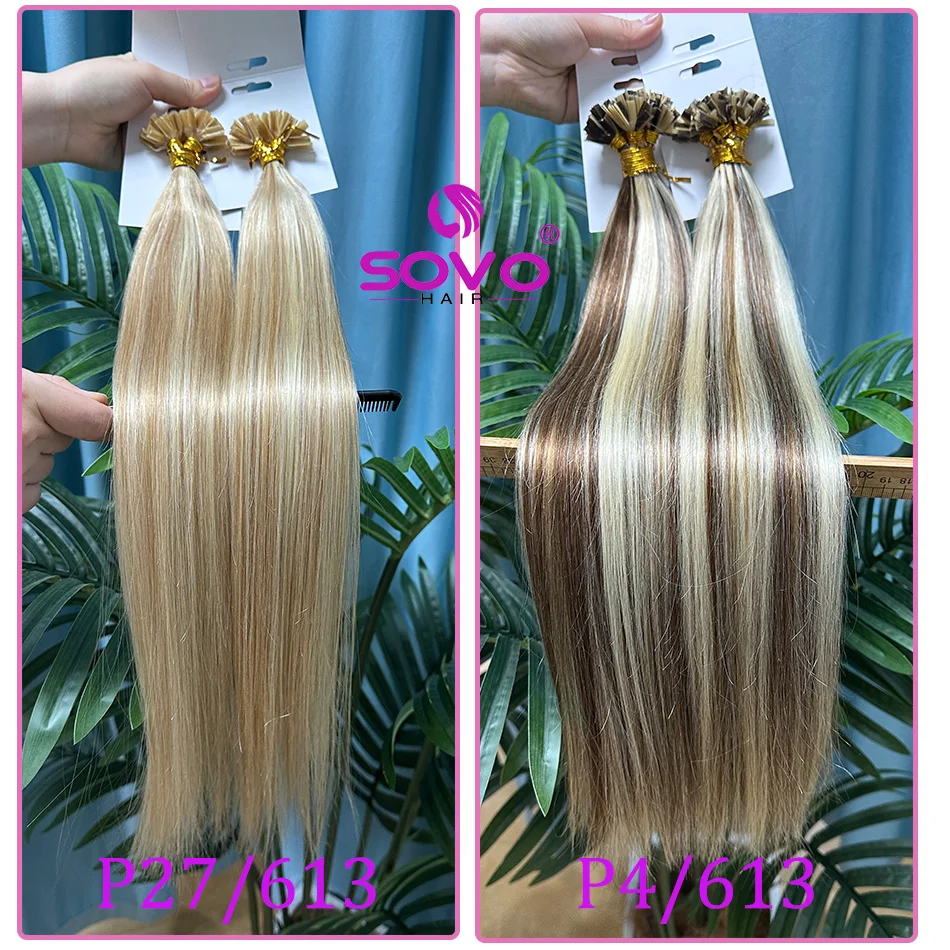 SOVO الخامس تلميح وصلة إطالة شعر طبيعي الانصهار الشعر حريري مستقيم بني داكن قبل المستعبدين الخامس شكل الكيراتين الشعر الأوروبي شعر ريمي #5