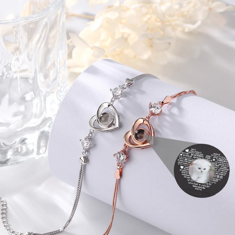 925 Bạc 100 Ngôn Ngữ Tôi Yêu Trái Tim Chiếu Vòng Tay Tùy Chỉnh Hình Ảnh Trang Sức Personalisierte Geschenke Hình Valentines Day Pokemon Tặng