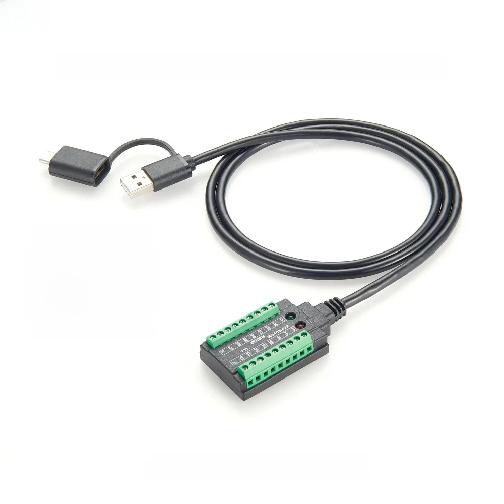 Kabel adaptera szeregowego 4-w-1 USB na RS232 RS485 RS422 TTL 3.3V 5V z chipem FTDI FT232RL, podwójny port USB-A i USB-C do modemu, skanera — zdjęcie 2