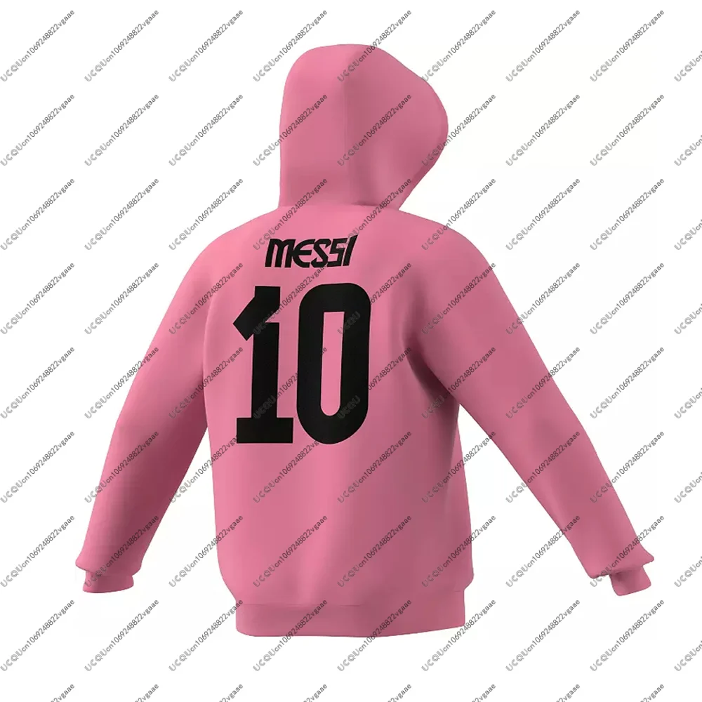 Football Tee Men Gift Top Casual Boys T Shirt Autumn Winter Sweatshirt Soccer Messi 10 Home Unisex Oversize Pink Pullover Hoodie