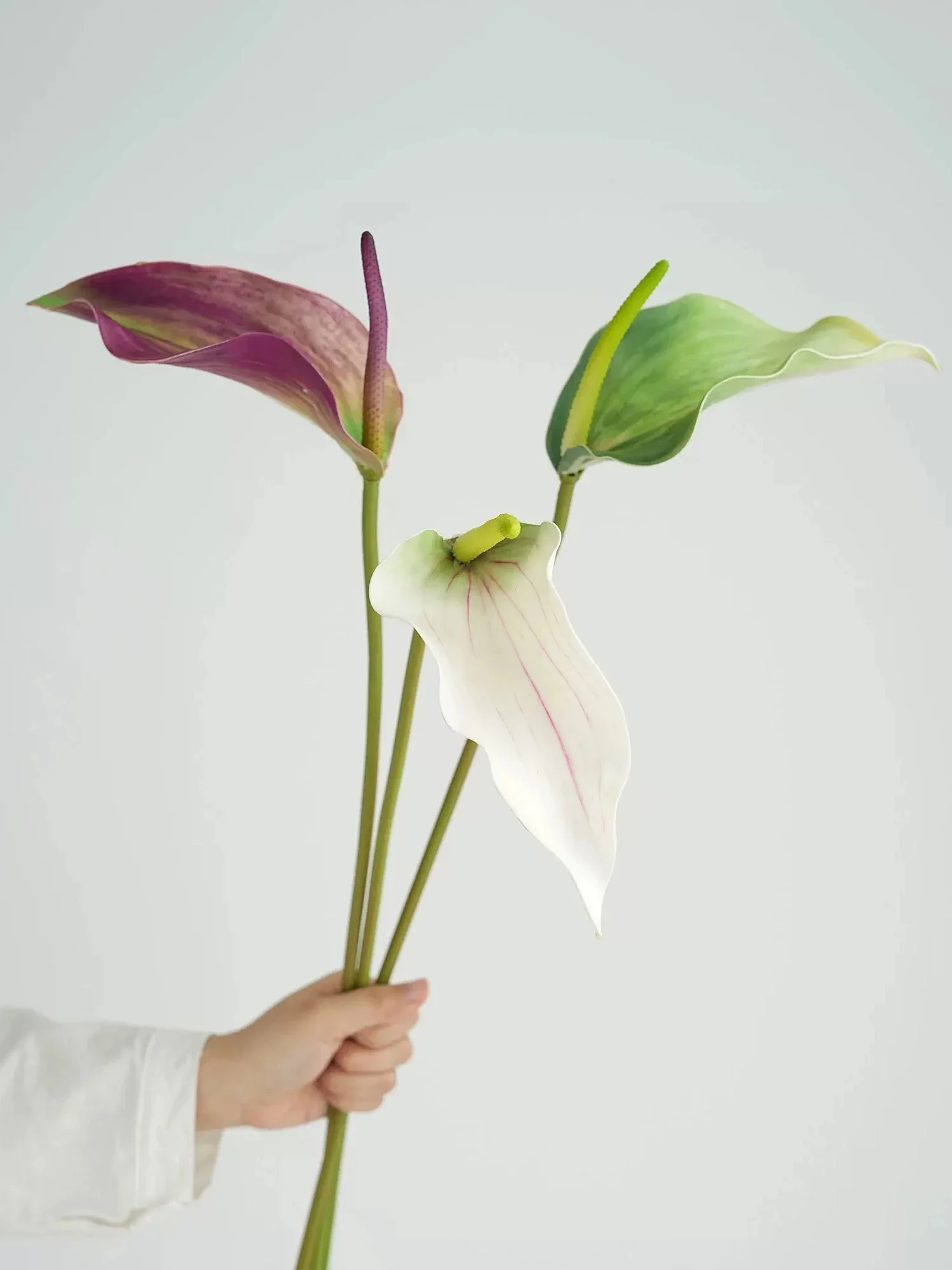 174 fleurs artificielles d'urium, plante de haute qualité, décoration florale pour la maison et les fêtes de mariage
