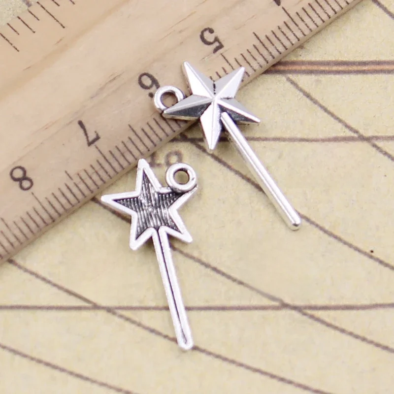 30 sztuk Charms magia różdżka 25x13mm tybetański brąz srebrny kolor zawieszki antyczna biżuteria Making DIY Handmade Craft — zdjęcie 2
