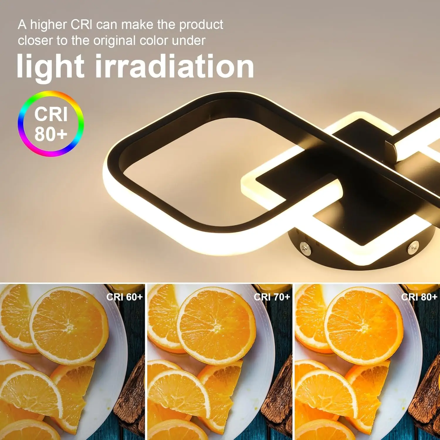 Moderne LED-Deckenleuchte, kreative Deckenleuchte mit Ringdesign, 6500 K Kaltweiß, halbbündige Deckenbeleuchtung Weiß – Detail 10