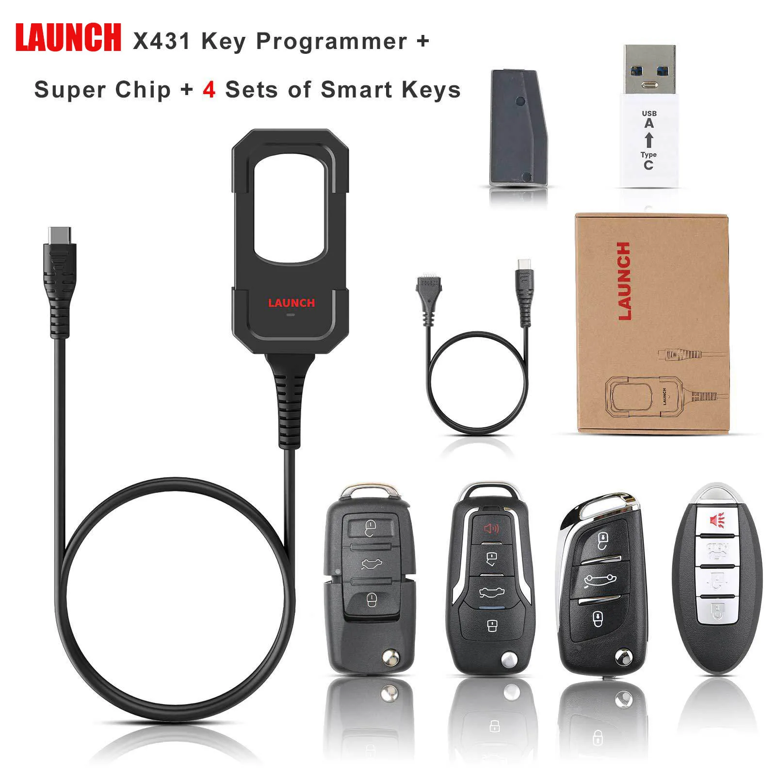 LAUNCH X431 Key Programmer Remote Maker x4 Keys Set for IMMO Programming Tool Work with X431 PAD V IMMO ELITE IMMO PLUS X PROG 3