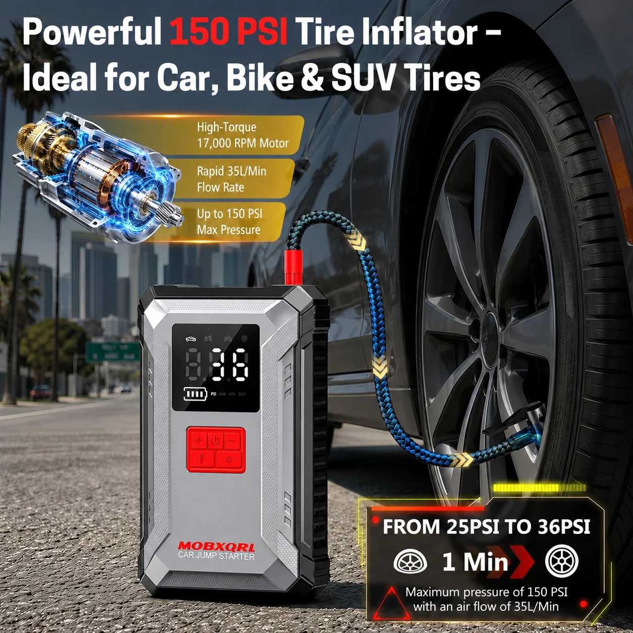 MOBXQRL 3000A Peak Car Jump St - Lithium Jump Starter 3000A Peak recension och pris