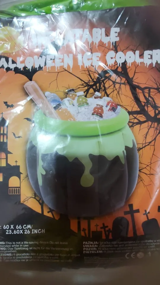 Halloween Inflatable Ice Bucket Witch Cauldron Drink Cooler Multi-Functional Candy Container Pool Party Birthday Decor photo review