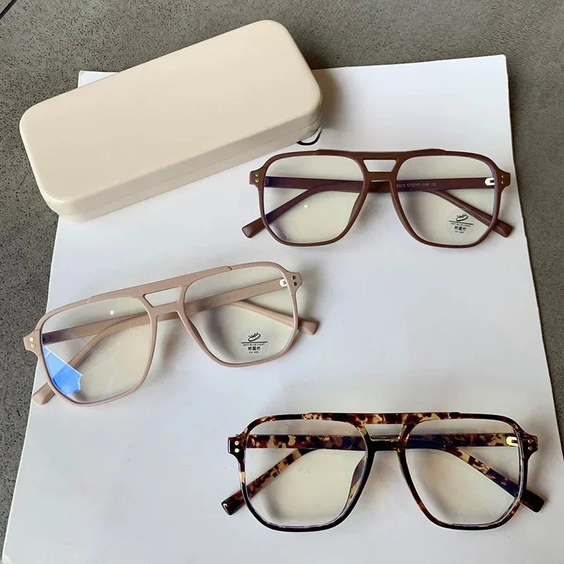 Lunettes anti-lumière bleue rétro pour hommes et femmes, lunettes d'ordinateur transparentes, monture plate, lunettes carrées, mode