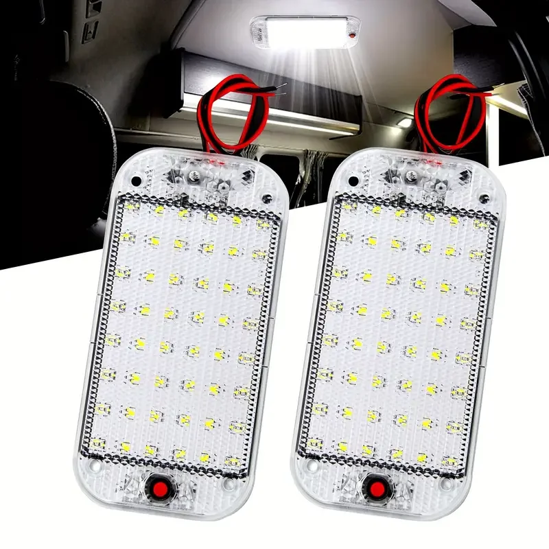 2pcs LED Van Interior Light With On/Off Switch 48LED Motorhome RV Ceiling Lights Dome Lights For Truck Van RV Camper Boat Canopy