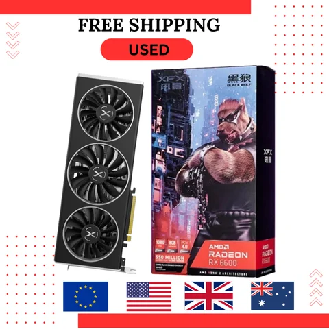 USED XFX RX 6600 XT 6600XT RX6600 XT 8GB Graphics Card AMD GPU Radeon RX6600XT RX6600 XT GDDR6 Video Cards Desktop PC Computer G