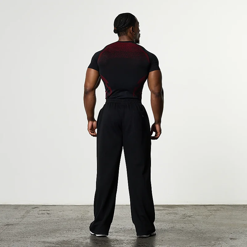 Herren Flammen-Farbverlauf Kompressions-Gym-T-Shirt Schnelltrocknend Atmungsaktiv Hochelastisch Slim Fit Athletisches Lauf- und Trainings-Sportshirt – Detail 12