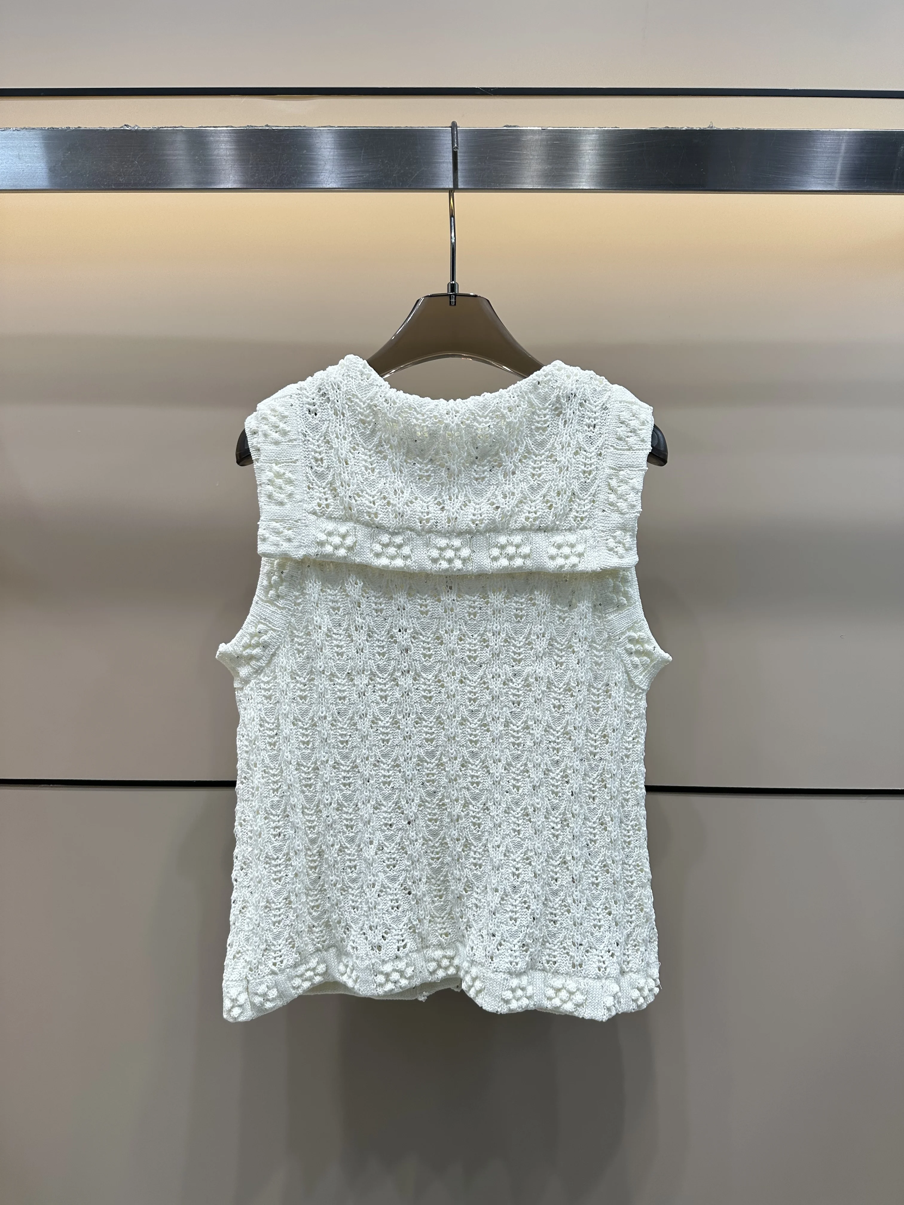 

High quality spring and summer women's heavy-duty hollowed out navy style vest SU247