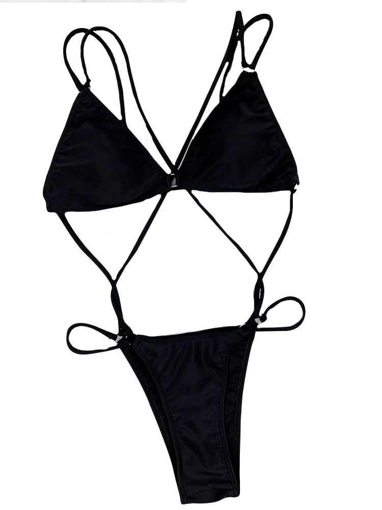 New One-Piece Bikini Sexy Triangle Wrap Swimsuit for Women - Cross-Back Halter Neck Design