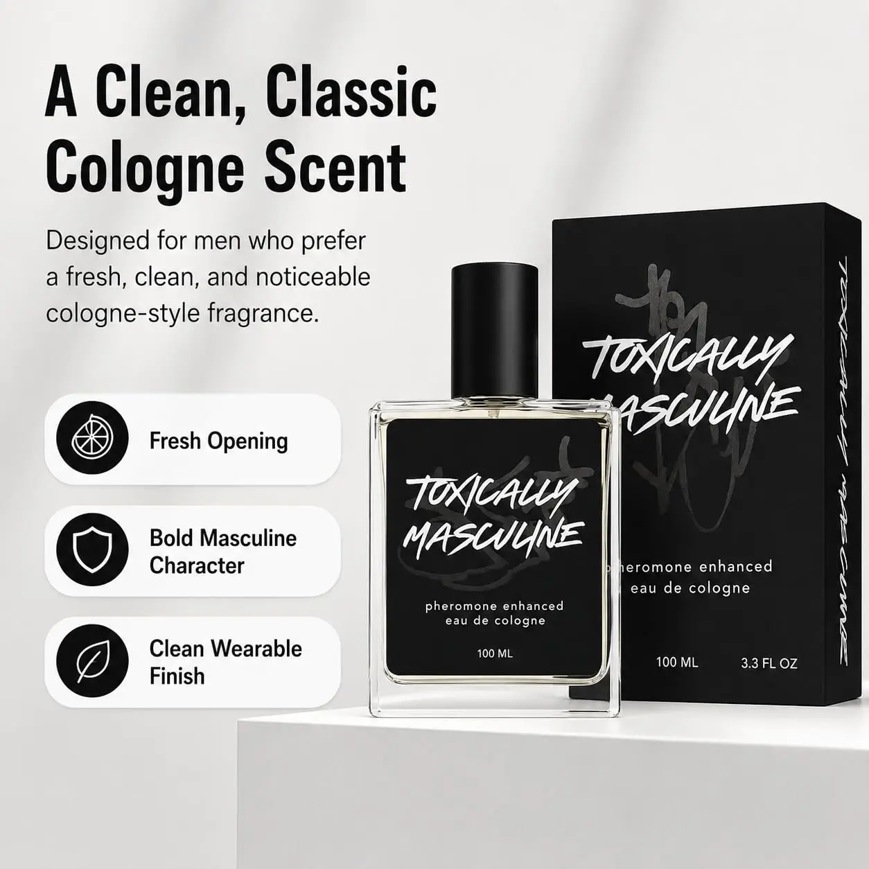 Toxically Masculine Cologne Infused Eau de Cologne for Men, 100 ml / 3.4 Fl Oz Spray, Classic Cologne Scent Masculine Fragrance, Long Lasting Men’s Cologne for Daily Wear, Night Out & Gifts for Him view 3