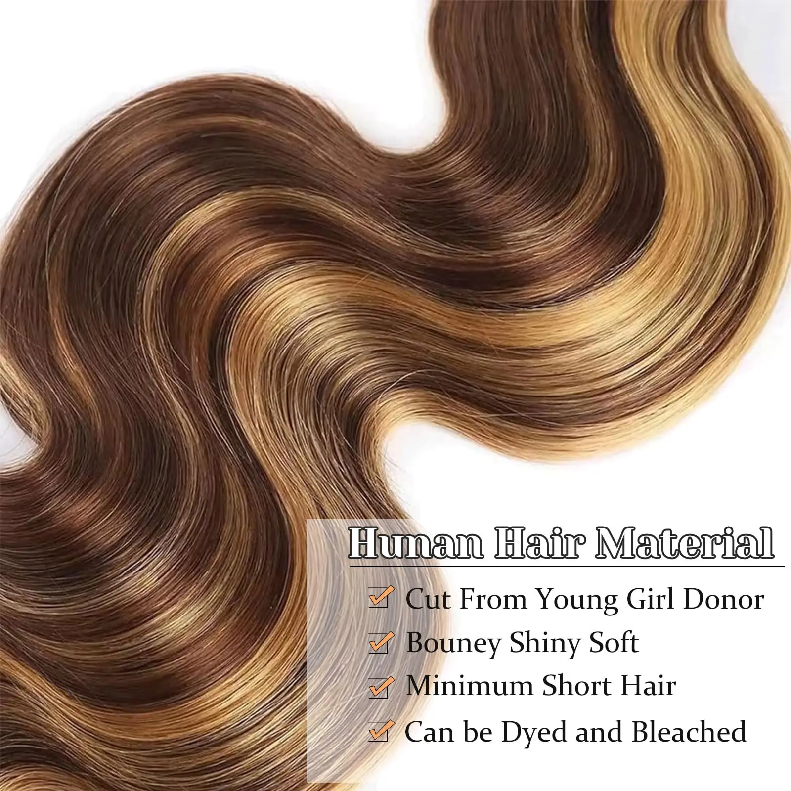 P4/27 바디 웨이브 인모 1 3 묶음 하이라이트 인모 묶음 브라질 레미 헤어 이중 웨프트 여성용 컬러 인모