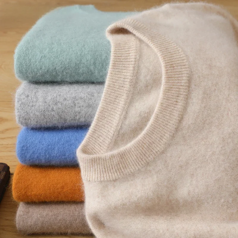 Heren 100% pure nertsenkasjmier trui O-hals truien Gebreide trui Herfst en winter Nieuwe high-end truien met lange mouwen Nertsen tops - afbeelding 2