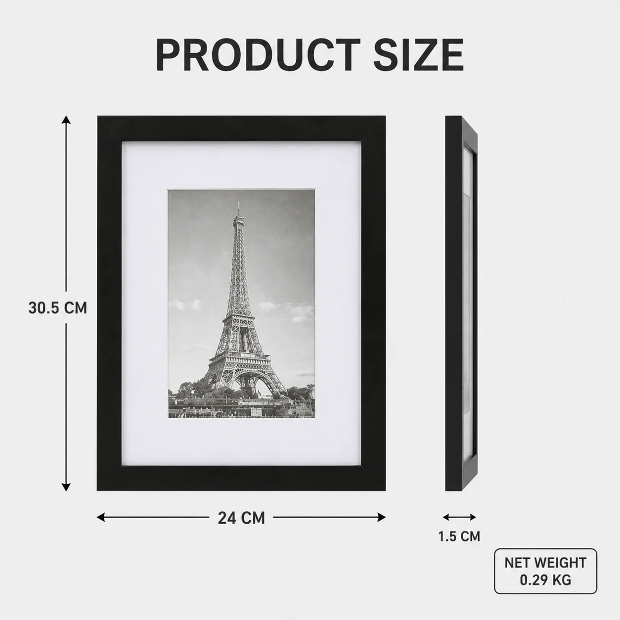 Elegant Black Picture Frame with White Mat & Clear Protective Cover, Durable & Lightweight, Ready to Hang, Versatile Wall Decor for Art Prints, Posters, Photos & Certificates