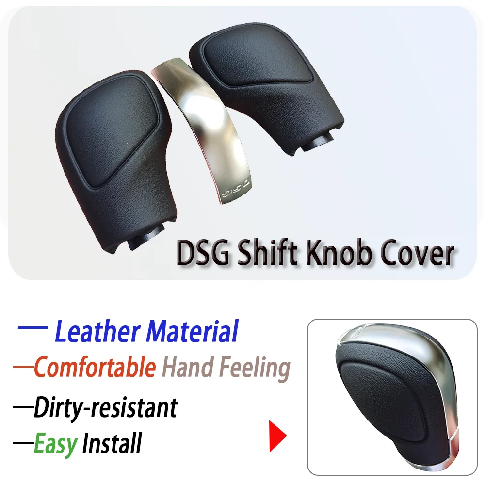 

Black Leather Gear Shift Knob Side Cover With Shiny & Matte DSG For VW Golf 6 7 R G TI Passat B7 B8 CC R20 Jetta MK6 GLI