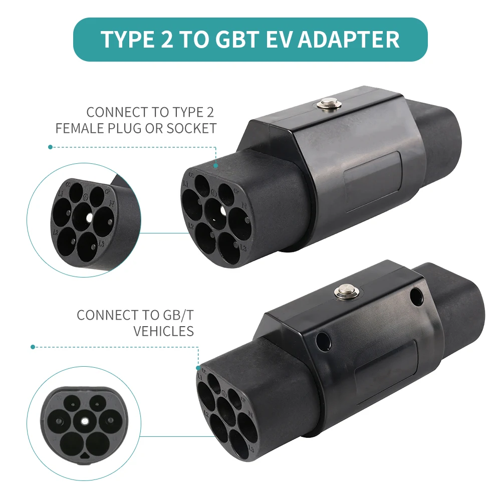 32A three-phase EV Adapter Type 2 Male Plug to GB/T Male Plug AC EV Charging Converter For VW ID.4 BYD JAC BJEV