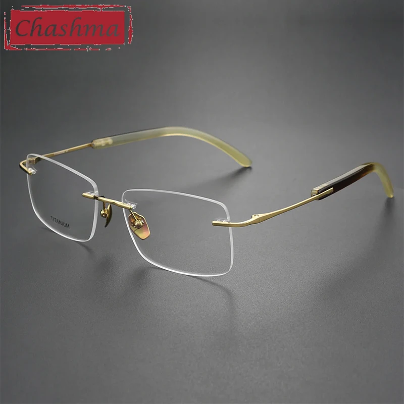 

Chashma Prescription Glasses Men Pure Titanium Light Rimless Optical Recipe Eyewear Spectacles Super Quality Eyeglasses Frames
