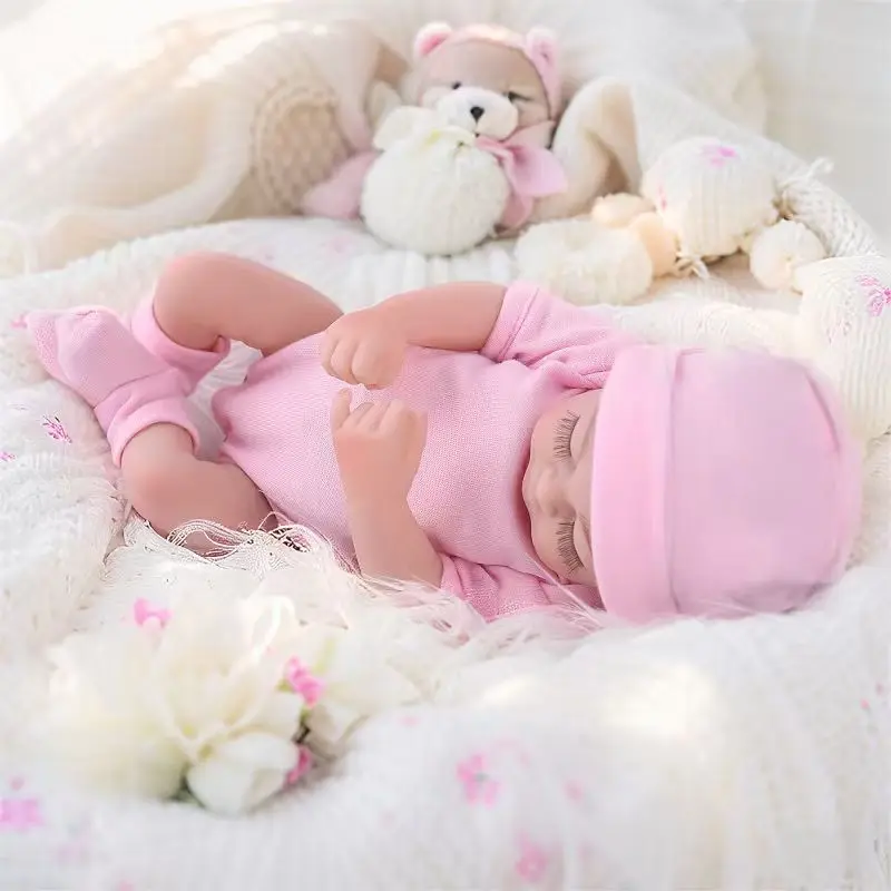 10inch Realistic Reborn Baby Dolls Silicone Full Body Boy , Real Life Baby Dolls Sleeping Soft Body Newborn Baby Dolls