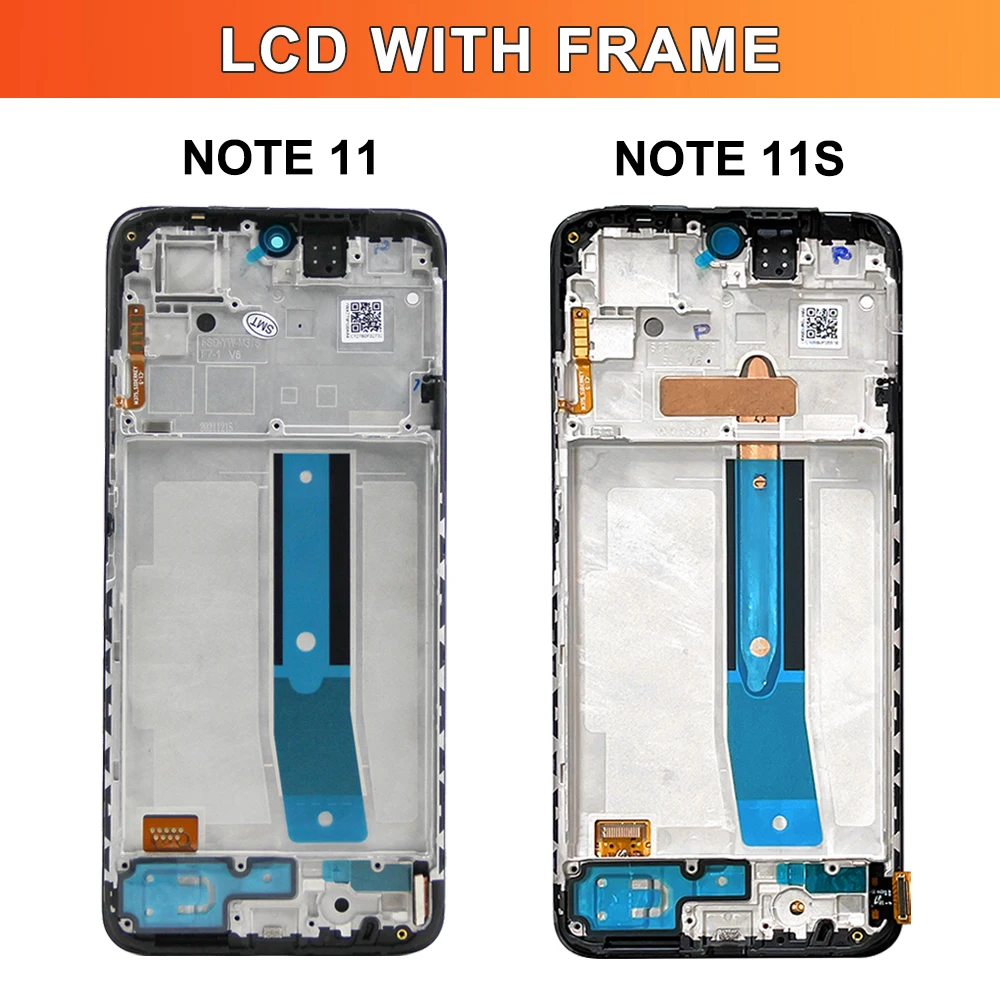 6.43" For Xiaomi Redmi Note 11 2201117TG LCD Display Touch Screen Digitizer Assembly For Redmi Note 11 2201117SG Screen +Frame image 2
