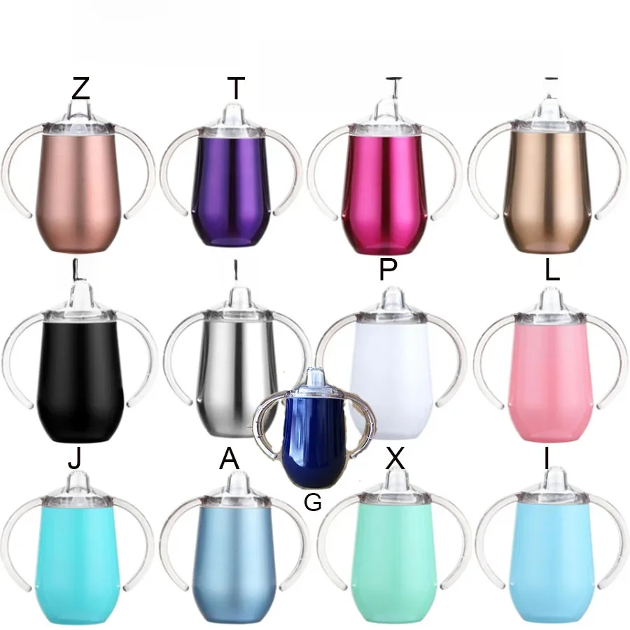 10oz Sippy bébé enfant tasse bouteille de lait anti-déversement gobelet vin gobelet Double paroi isolé sous vide bouteille Thermos en acier inoxydable