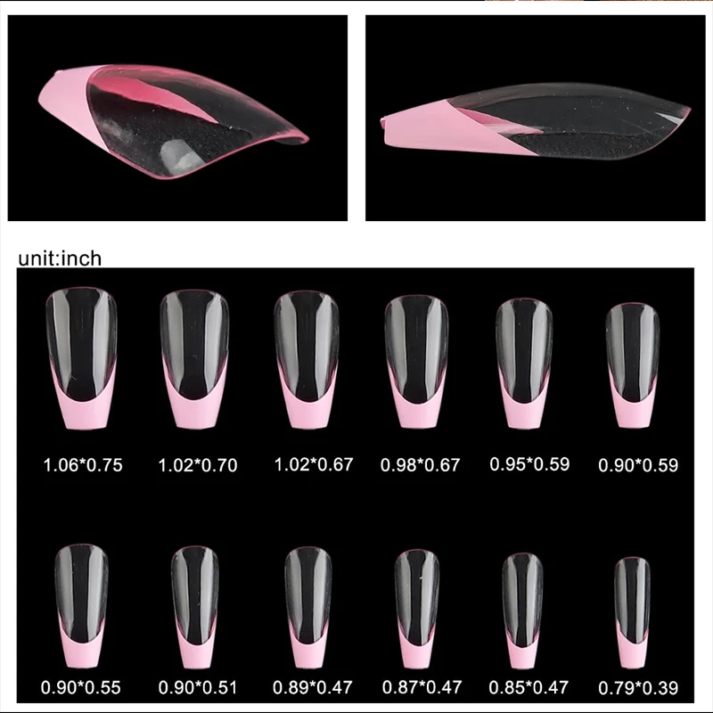 120Pc-Rose Red French Tip Press on Nails Long Coffin Fake Nails Nude Glossy Pink Square Fałszywe paznokcie akrylowe wielokrotnego użytku Ballet Nail