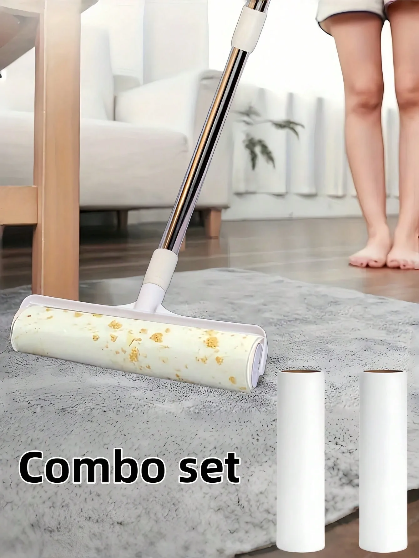 180 Sheets Lint Roller With Refills, Wide Pet Hair Remover Roller, Carpet Cleaning Lint Roller, Long Handle Lint Brush [180 Stic