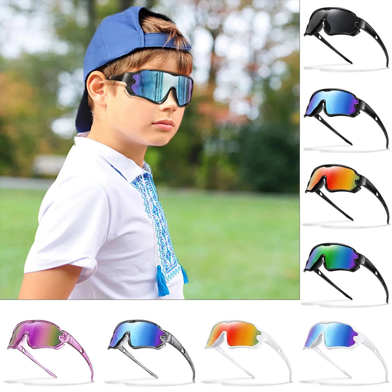 AliExpress NONE 9-15 Years Old Kids Cycling Sunglasses Boys And Girls Outdoor Sports Riding UV400 Camping Goggles Fishing Bike Children Eyewear