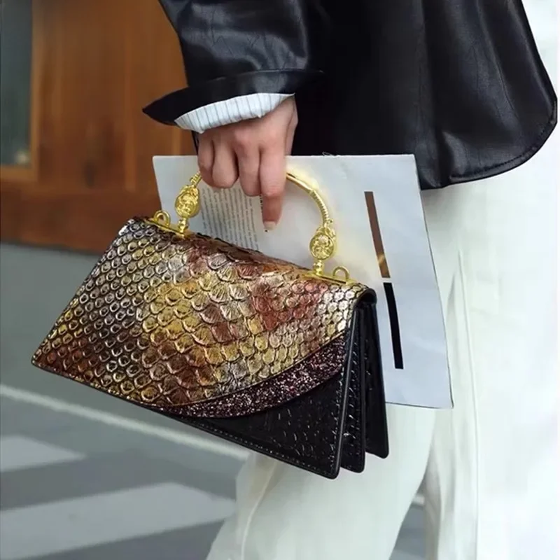Marka modowa torebki damskie z prawdziwej skóry 2024 nowy wzór krokodyla torba na ramię Crossbody Lady Party Messenger torby Shell — zdjęcie 2
