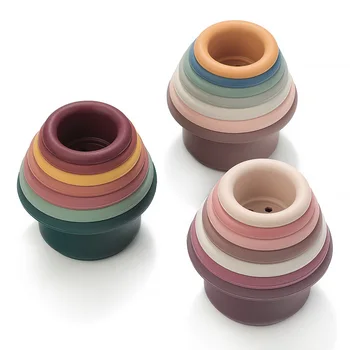 TYRY.HU 7 개/대 아기 실리콘 Teether 빌딩 블록 실리콘 누적 된 컵 비치 완구 아기 교육 스태킹 완구 아이 선물 Best5 TYRY.HU 7 개/대 아기 실리콘 Teether 빌딩 블록 실리콘 누적 된 컵 비치 완구 아기 교육 스태킹 완구 아이 선물 Best5
