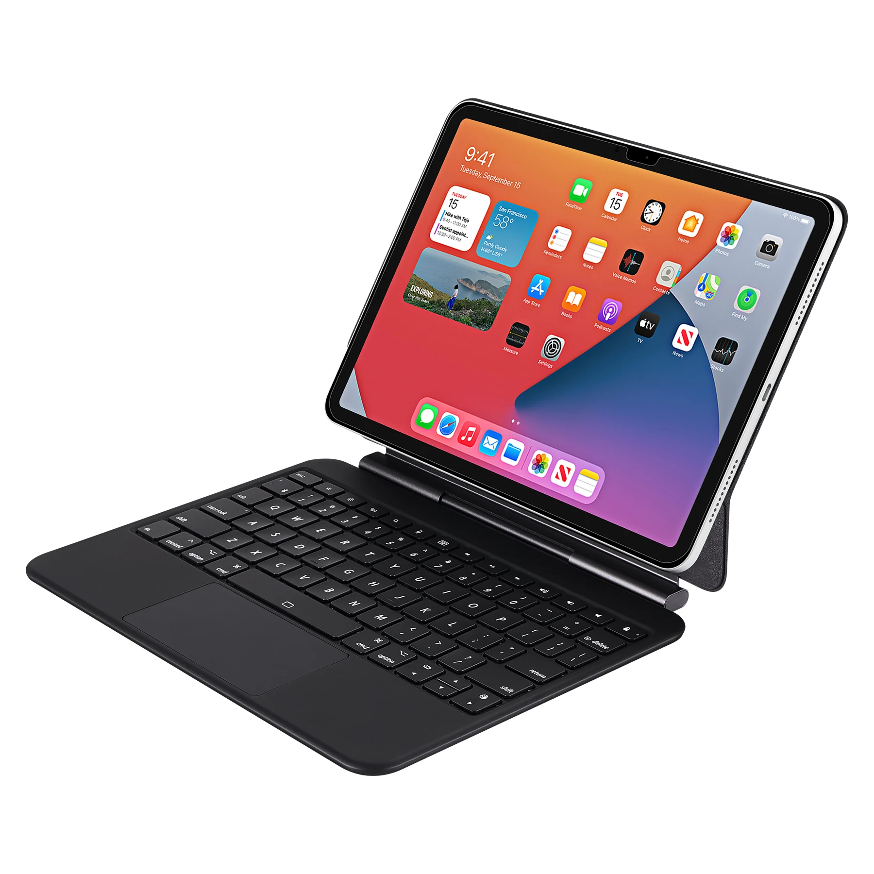 Wireless Bluetooth Keyboard Folio Case with Trackpad and Adjustable Stand for iPad Pro 11 Inch M4 2024, Ultra-Slim Rechargeable Scissor Switch Keyboard Cover