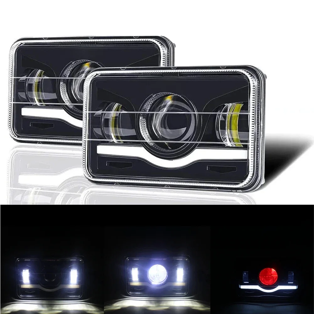 12V 24V 4x6 pouces phares LED H4 LED lumière de travail lumière carrée remplacement pour GMC Chevrolet voiture Jeep moto camion phare