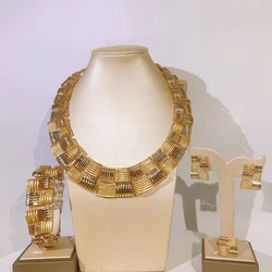 Autumn Latest Gold Plated Necklace Accessories Luxury Elegant Woman Party Jewelry Set Africa Wholesale Price Yll