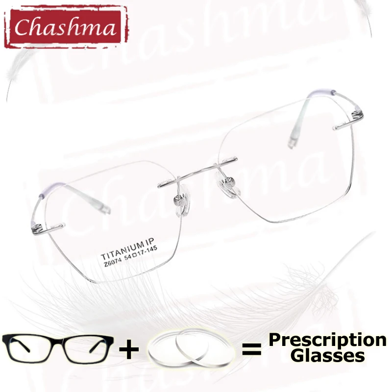 

Chashma Prescription Glasses Rimless Eyeglasses Frames Progressive Men Optical Recipe Eyewear Titanium Multifocal Spectacles