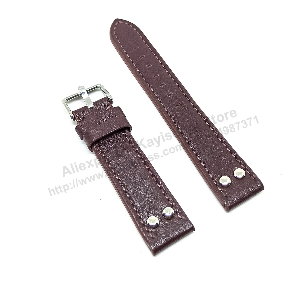 Fits/For TW Steel Canteen TW1000-1 - 20mm Brown Rivet Genuine Leather Replacement Watch Band Strap