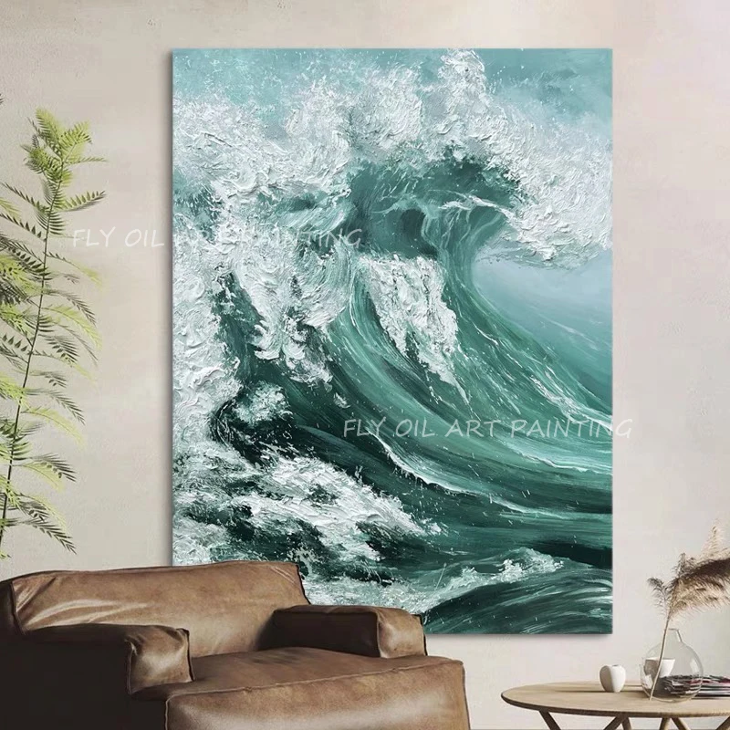 

Ocean sea wave landscape modern Large Size 100% Handpainted Oil Painting Porch Aisle For Living Room as a gift unframe