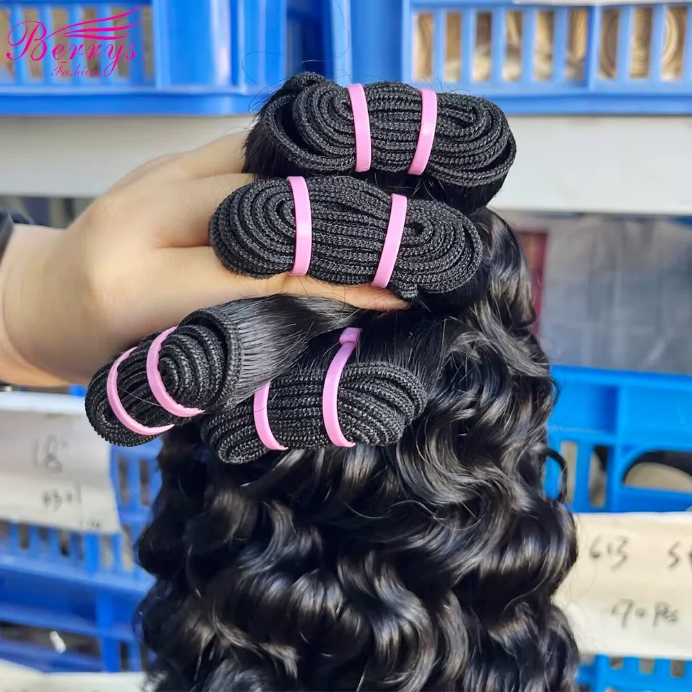 베리 헤어 베트남 곱슬 헤어 100%, 가공되지 않은 곱슬 웨이브 인모 익스텐션, 여성용 생 번들, 1/3/4 개